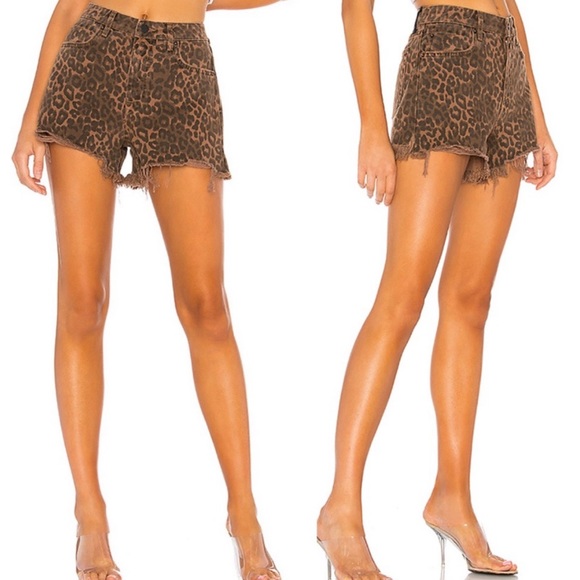 DENIM X ALEXANDER WANG Brown Leopard Print Shorts